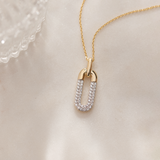 Diamond Dipped Paperclip Drop Necklace, 14K Solid Gold, 1/3 ct Lab Grown Diamond-1