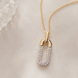 Diamond Dipped Paperclip Drop Necklace, 14K Gold Vermeil, 1/3 ct Lab Grown Diamond-6