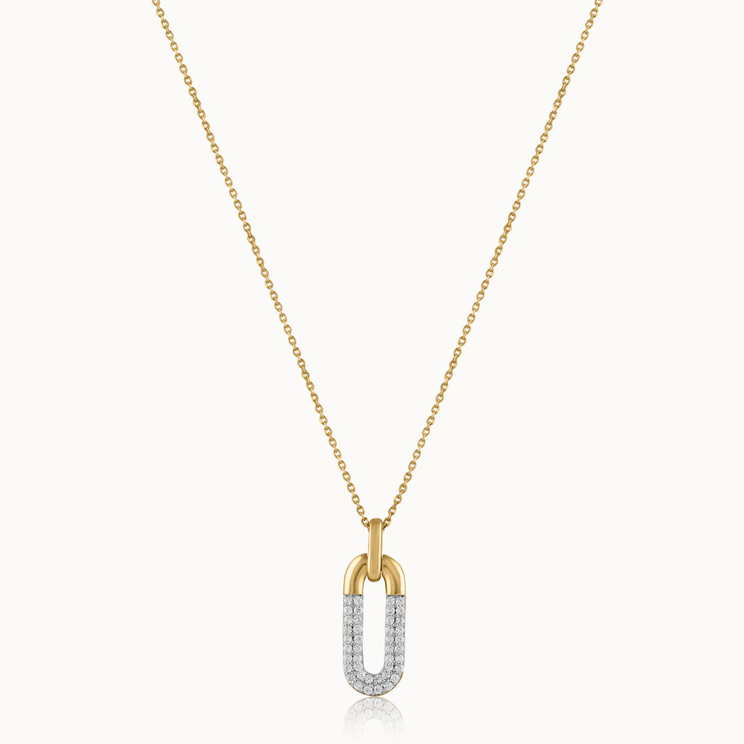 Diamond Dipped Paperclip Drop Necklace, 14K Gold Vermeil, 1/3 ct Lab Grown Diamond-3