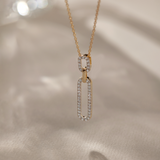 Interlinked Paperclip Diamond Necklace, 14K Solid Gold, 1/3 ct Lab Grown Diamond-1