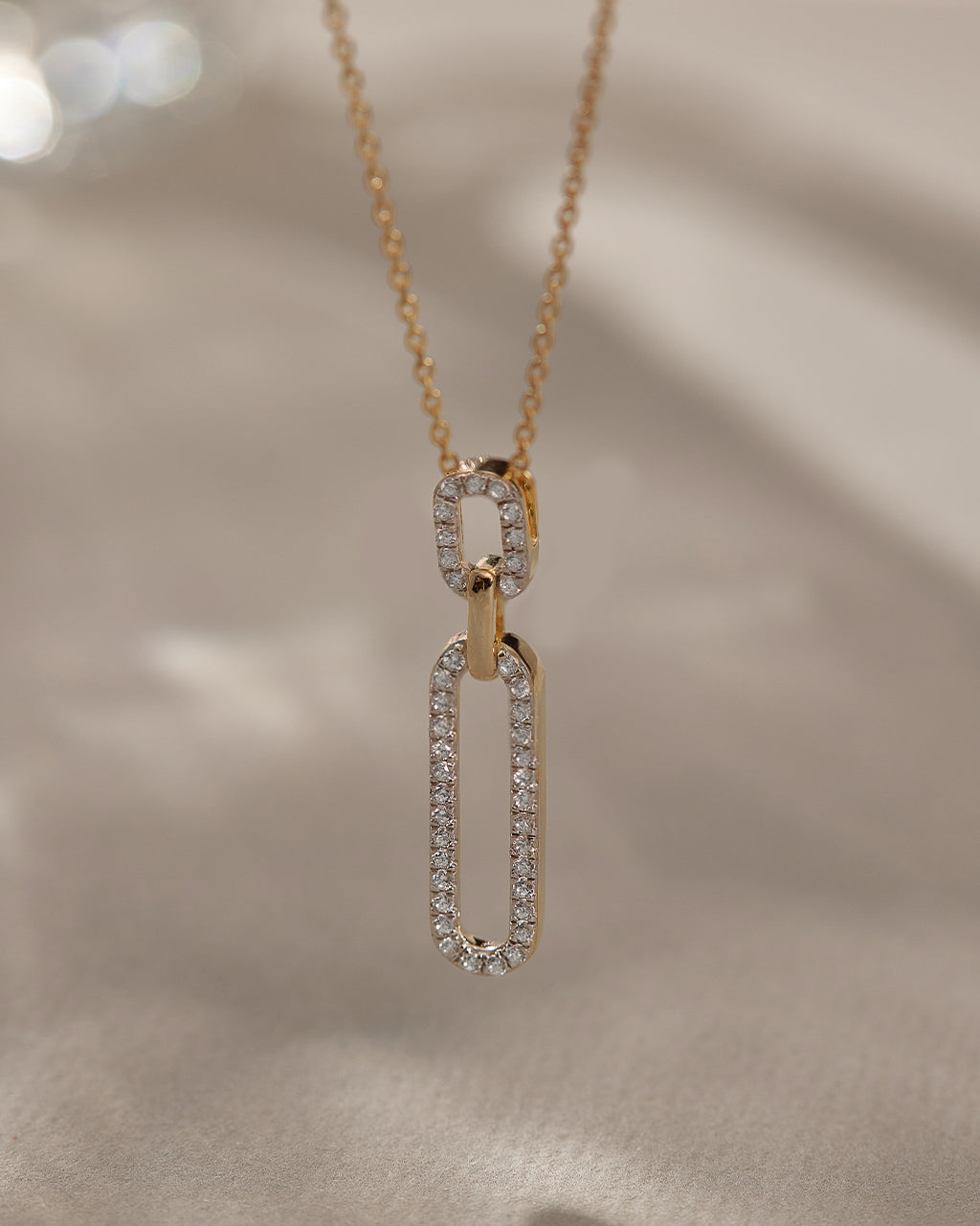 Interlinked Paperclip Diamond Necklace, 14K Solid Gold, 1/3 ct Lab Grown Diamond-6