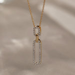 Interlinked Paperclip Diamond Necklace, 14K Solid Gold, 1/3 ct Lab Grown Diamond-6