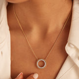 Beaded Halo Diamond Necklace, 14K Gold Vermeil, 1/3 ct Lab Grown Diamond-2