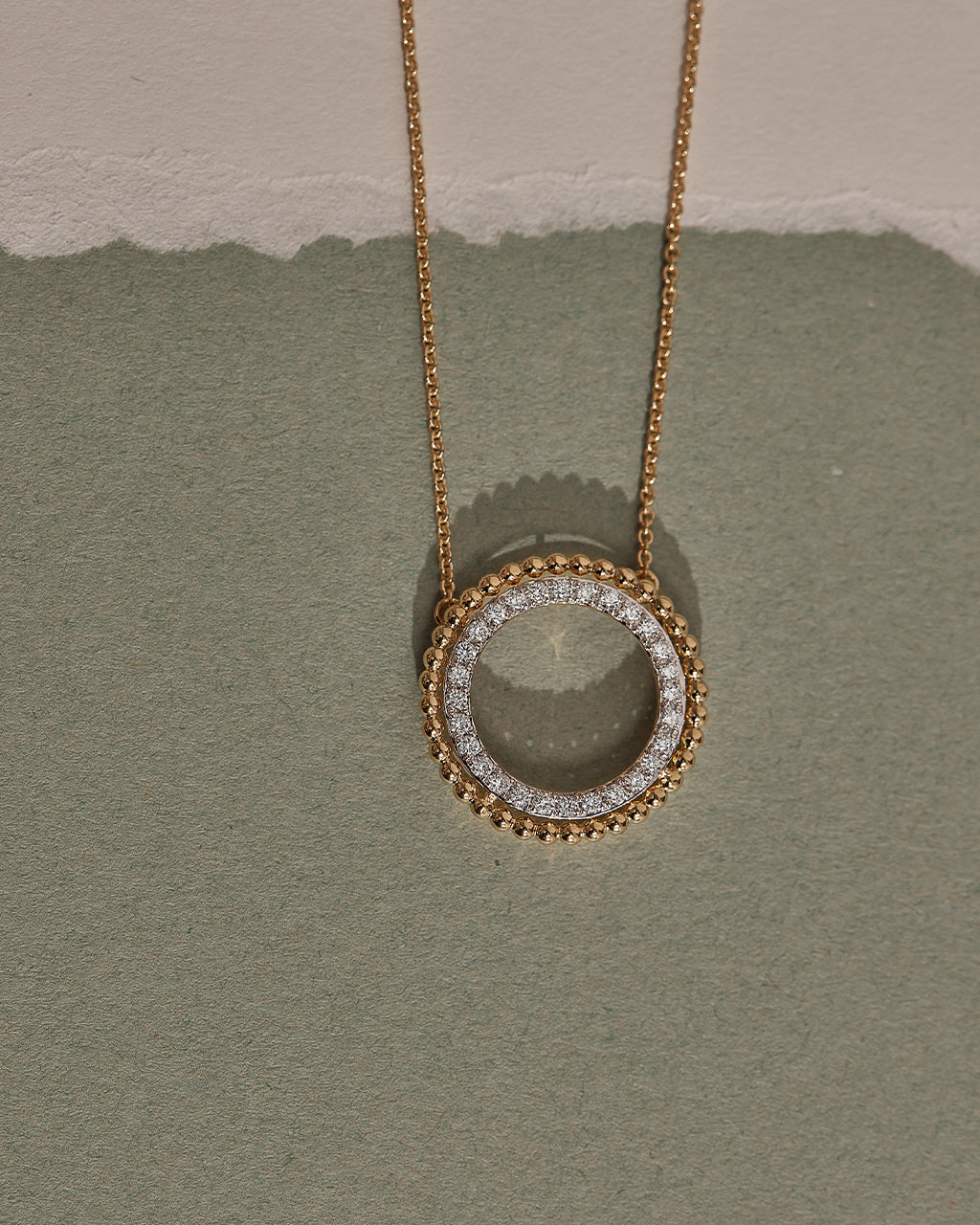 Beaded Halo Diamond Necklace, 14K Solid Gold, 1/3 ct Lab Grown Diamond-6