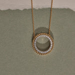 Beaded Halo Diamond Necklace, 14K Solid Gold, 1/3 ct Lab Grown Diamond-6