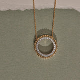 Beaded Halo Diamond Necklace, 14K Solid Gold, 1/3 ct Lab Grown Diamond-6