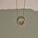 Beaded Halo Diamond Necklace, 14K Solid Gold, 1/3 ct Lab Grown Diamond-1