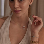 Beaded Halo Diamond Necklace, 14K Solid Gold, 1/3 ct Lab Grown Diamond-4