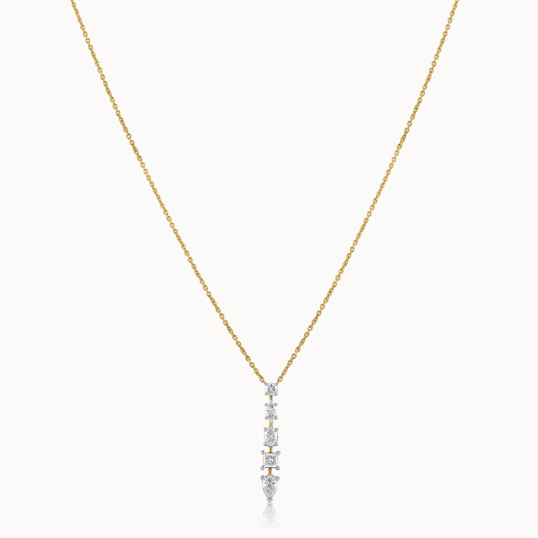Multi Shape Fancy Diamond Necklace, 14K Gold Vermeil, 1 ct Lab Grown Diamond-3