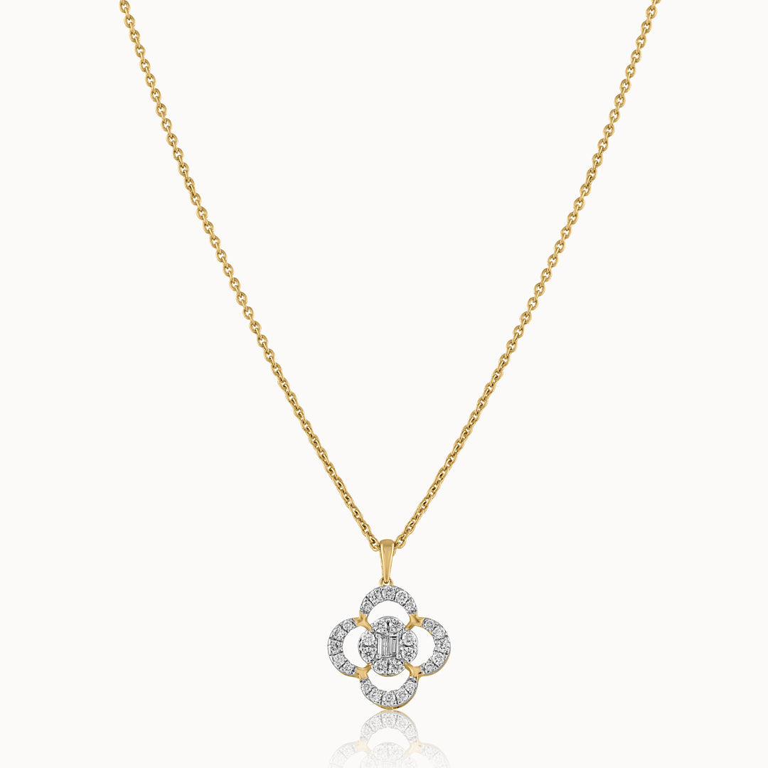 Clover Halo Diamond Necklace, 14K Gold Vermeil, 1/3 ct Lab Grown Diamond-3
