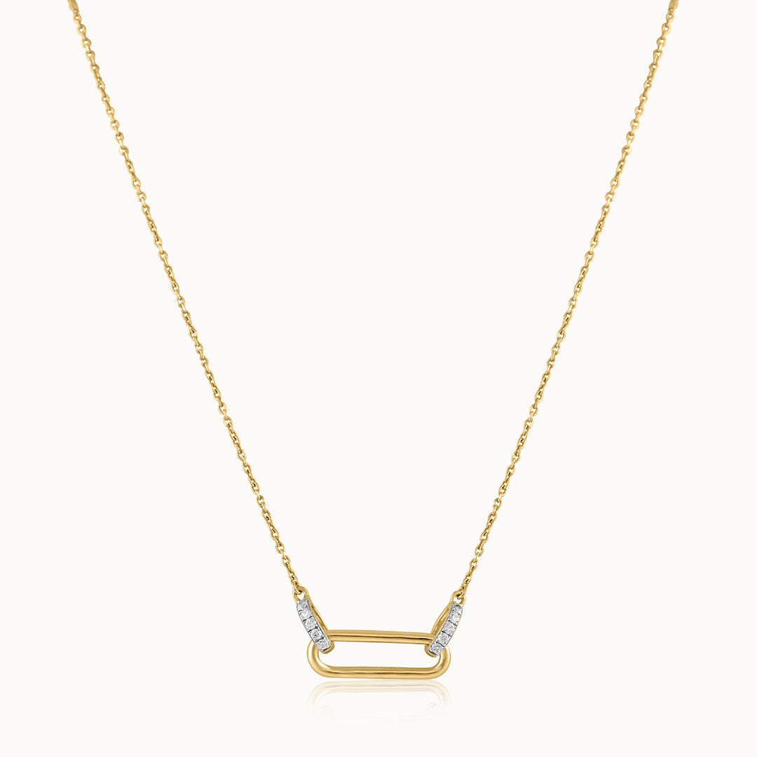 Interlocking Paperclip Diamond Necklace, 14K Solid Gold, 1/10 ct Lab Grown Diamond-3
