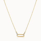 Interlocking Paperclip Diamond Necklace, 14K Solid Gold, 1/10 ct Lab Grown Diamond-3