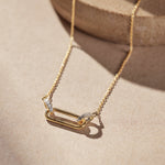 Interlocking Paperclip Diamond Necklace, 14K Solid Gold, 1/10 ct Lab Grown Diamond-6