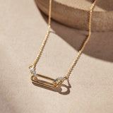Interlocking Paperclip Diamond Necklace, 14K Solid Gold, 1/10 ct Lab Grown Diamond-6