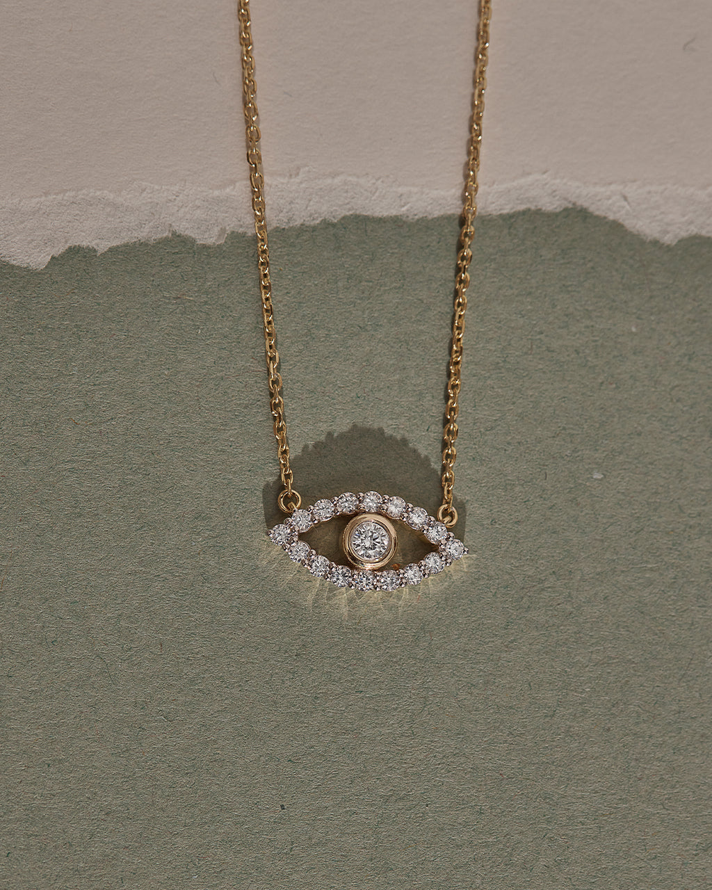 Evil Eye Diamond Necklace, 14K Gold Vermeil, 1/3 ct Lab Grown Diamond-6