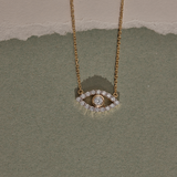 Evil Eye Diamond Necklace, 14K Solid Gold, 1/3 ct Lab Grown Diamond-1
