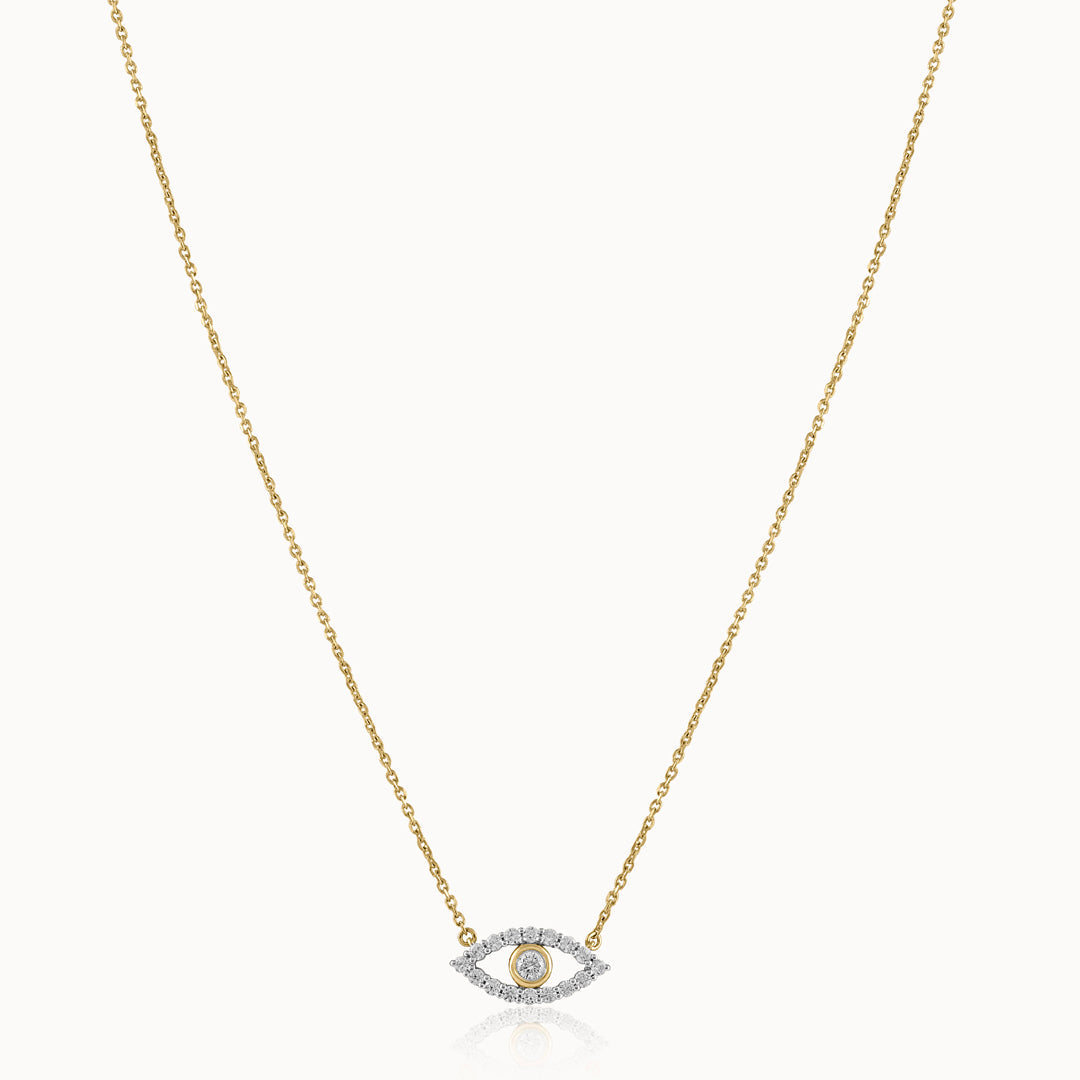 Evil Eye Diamond Necklace, 14K Gold Vermeil, 1/3 ct Lab Grown Diamond-3