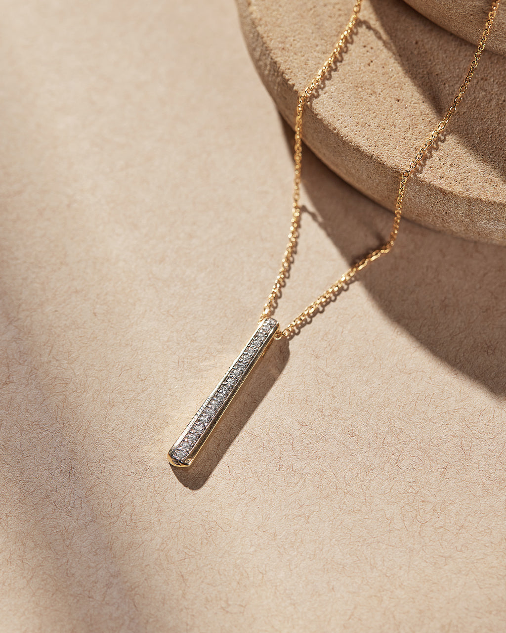 Channel Bar Diamond Necklace, 14K Gold Vermeil, 1/4 ct Lab Grown Diamond-6