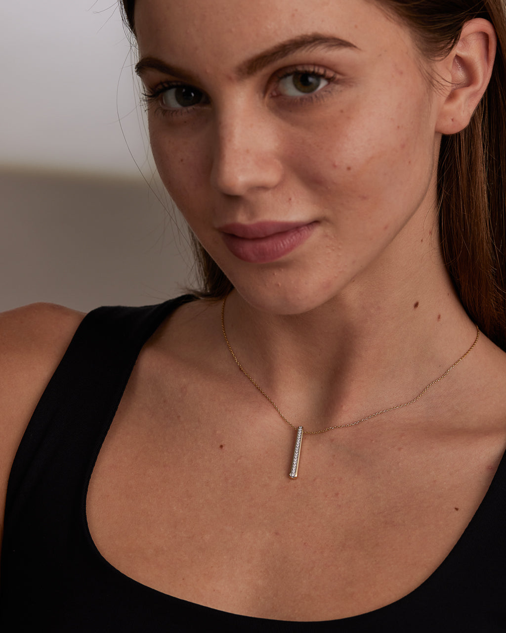 Channel Bar Diamond Necklace, 14K Gold Vermeil, 1/4 ct Lab Grown Diamond-2
