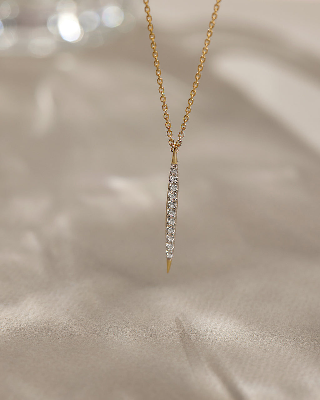 Tapered Bar Diamond Necklace, 14K Gold Vermeil, 1/5 ct Lab Grown Diamond-6