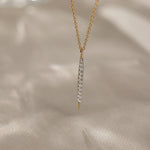 Tapered Bar Diamond Necklace, 14K Gold Vermeil, 1/5 ct Lab Grown Diamond-6