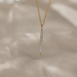 Tapered Bar Diamond Necklace, 14K Gold Vermeil, 1/5 ct Lab Grown Diamond-6