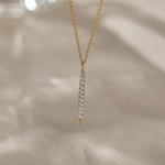 Tapered Bar Diamond Necklace, 14K Gold Vermeil, 1/5 ct Lab Grown Diamond-1