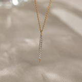 Tapered Bar Diamond Necklace, 14K Gold Vermeil, 1/5 ct Lab Grown Diamond-1
