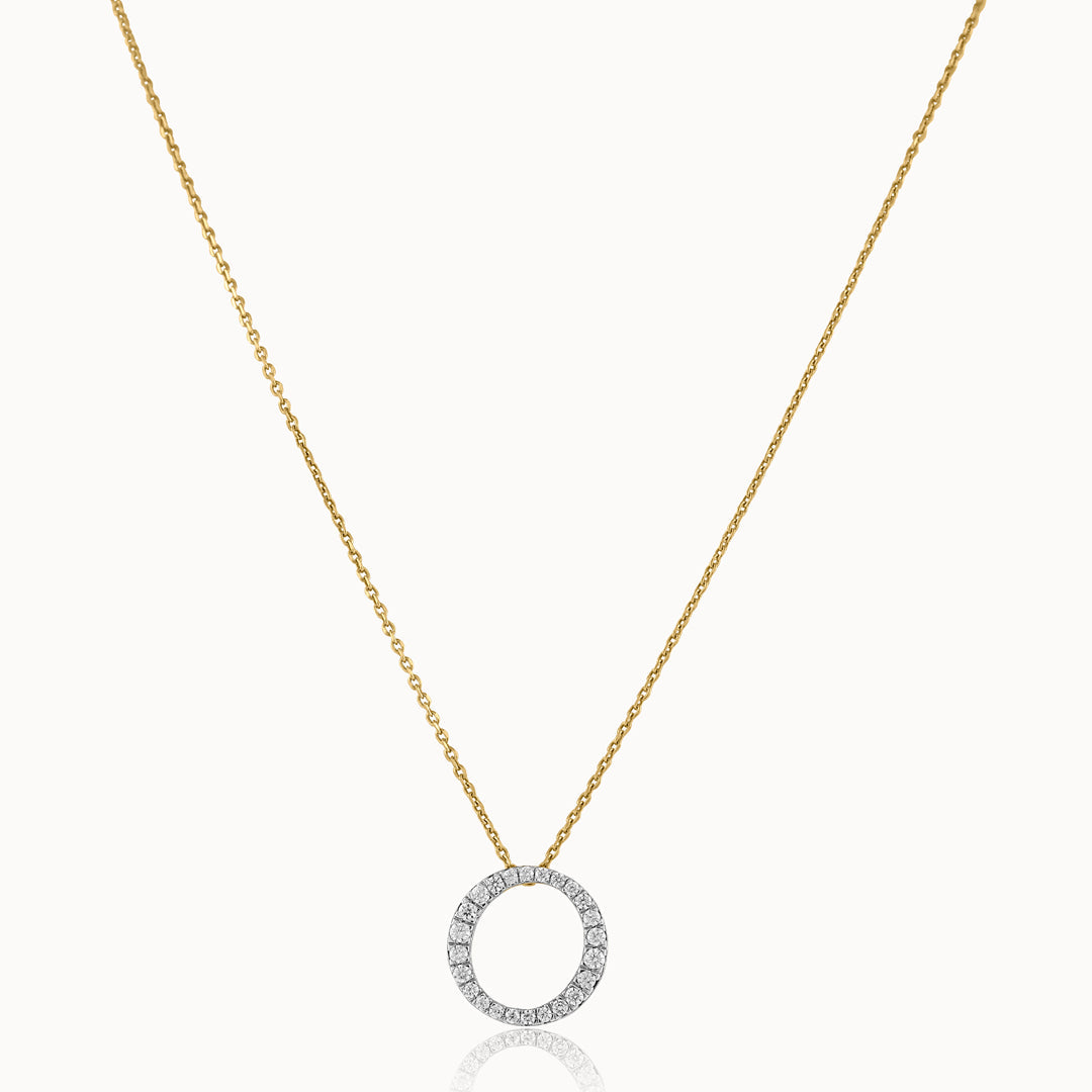 Circle Halo Diamond Necklace, 14K Solid Gold, 1/3 ct Lab Grown Diamond-3
