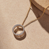 Circle Halo Diamond Necklace, 14K Solid Gold, 1/3 ct Lab Grown Diamond-6