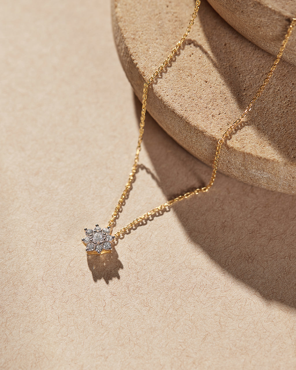 Floral Round Diamond Necklace, 14K Solid Gold, 1/3 ct Lab Grown Diamond-5