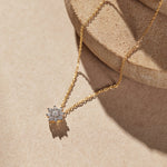 Floral Round Diamond Necklace, 14K Solid Gold, 1/3 ct Lab Grown Diamond-5