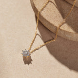 Floral Round Diamond Necklace, 14K Solid Gold, 1/3 ct Lab Grown Diamond-5