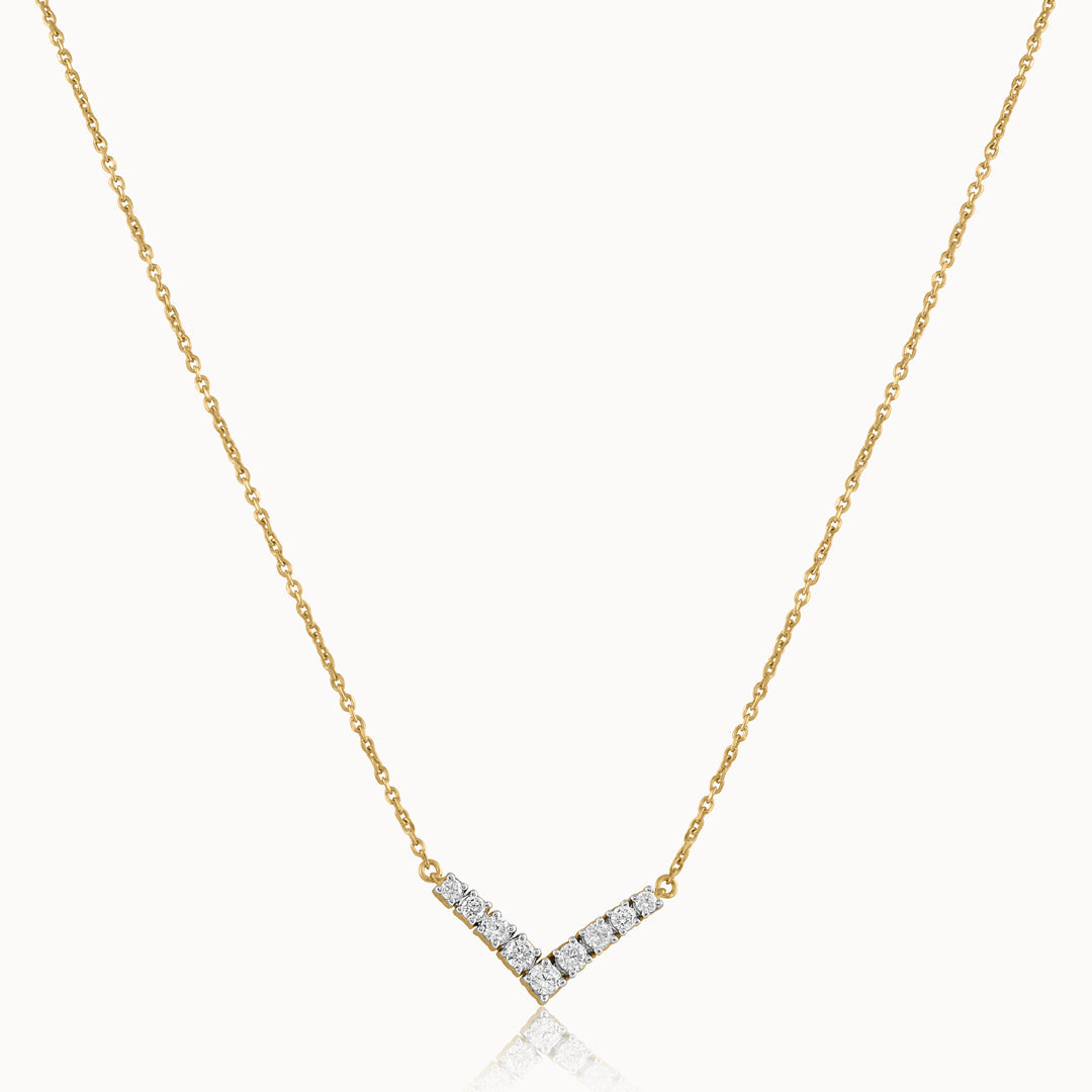 Chevron Diamond Necklace, 14K Solid Gold, 1/3 ct Lab Grown Diamond-3