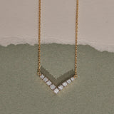 Chevron Diamond Necklace, 14K Gold Vermeil, 1/3 ct Lab Grown Diamond-6