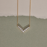 Chevron Diamond Necklace, 14K Solid Gold, 1/3 ct Lab Grown Diamond-1