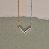 Chevron Diamond Necklace, 14K Solid Gold, 1/3 ct Lab Grown Diamond-1