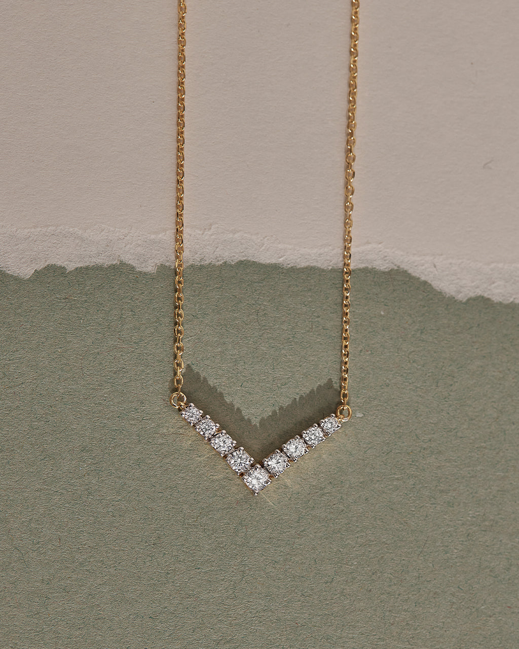 Chevron Diamond Necklace, 14K Solid Gold, 1/3 ct Lab Grown Diamond-6