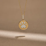 Bold Gold Paw Diamond Necklace