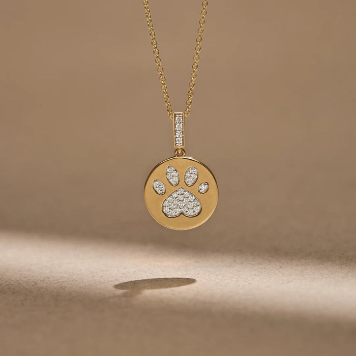 Bold Gold Paw Diamond Necklace