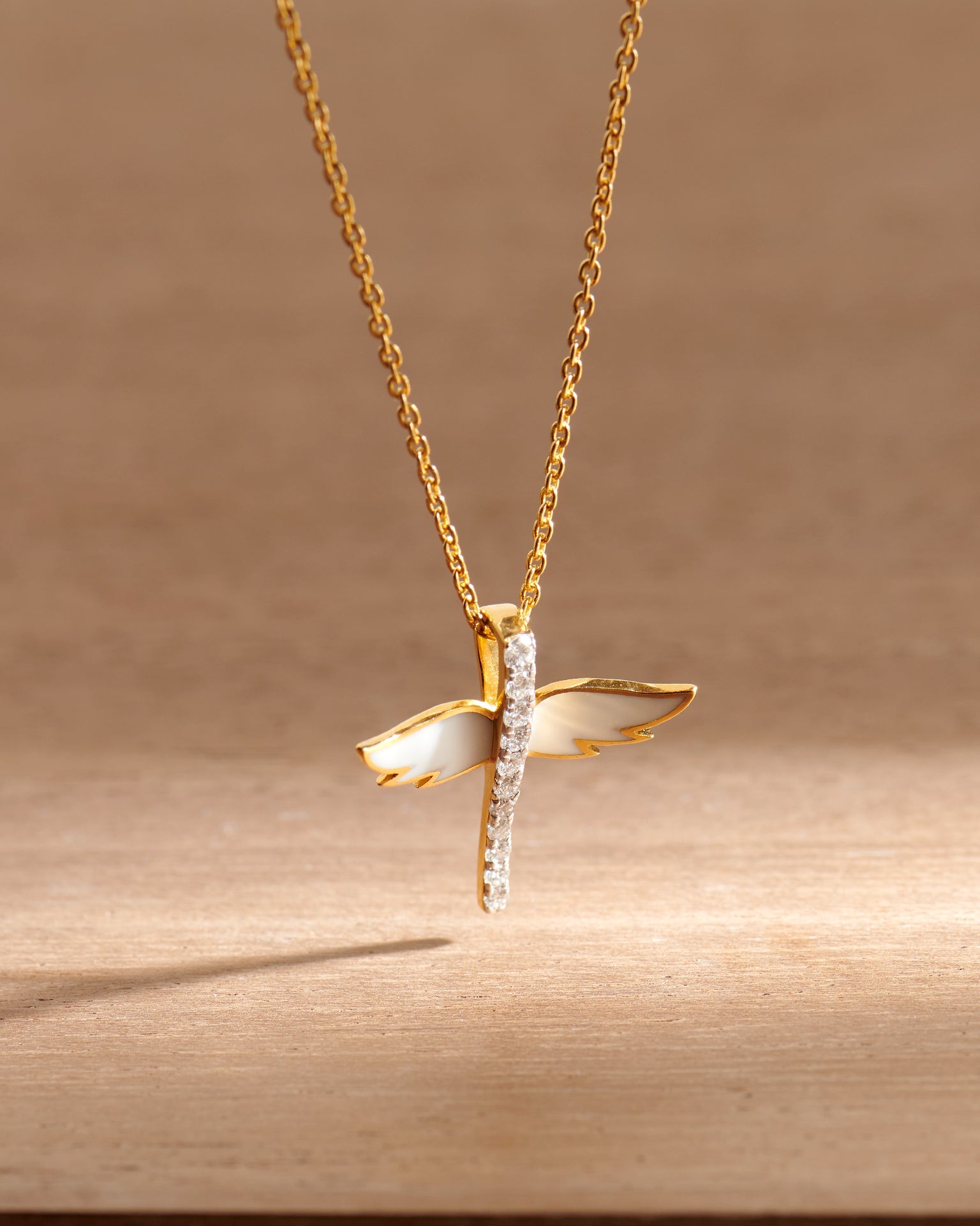 Angelic Diamond Necklace, 14K Gold Vermeil, 1/6 ct Lab Grown Diamond-6