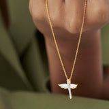Angelic Diamond Necklace, 14K Gold Vermeil, 1/6 ct Lab Grown Diamond-2