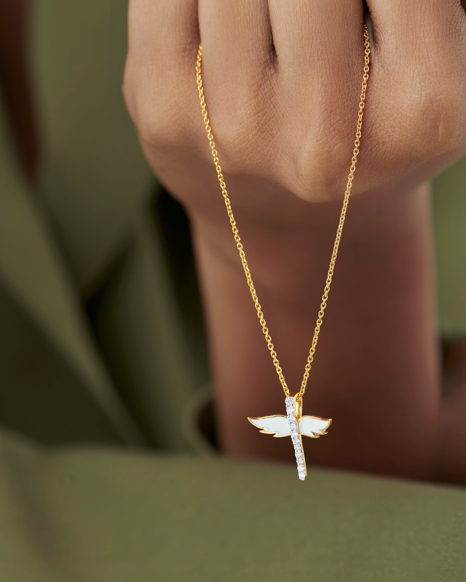 Angelic Diamond Necklace, 14K Gold Vermeil, 1/6 ct Lab Grown Diamond-2