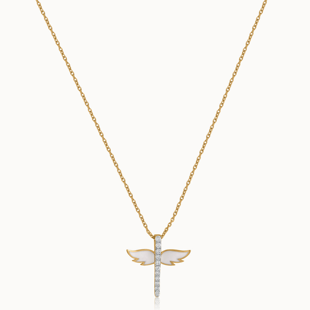 Angelic Diamond Necklace, 14K Gold Vermeil, 1/6 ct Lab Grown Diamond-3