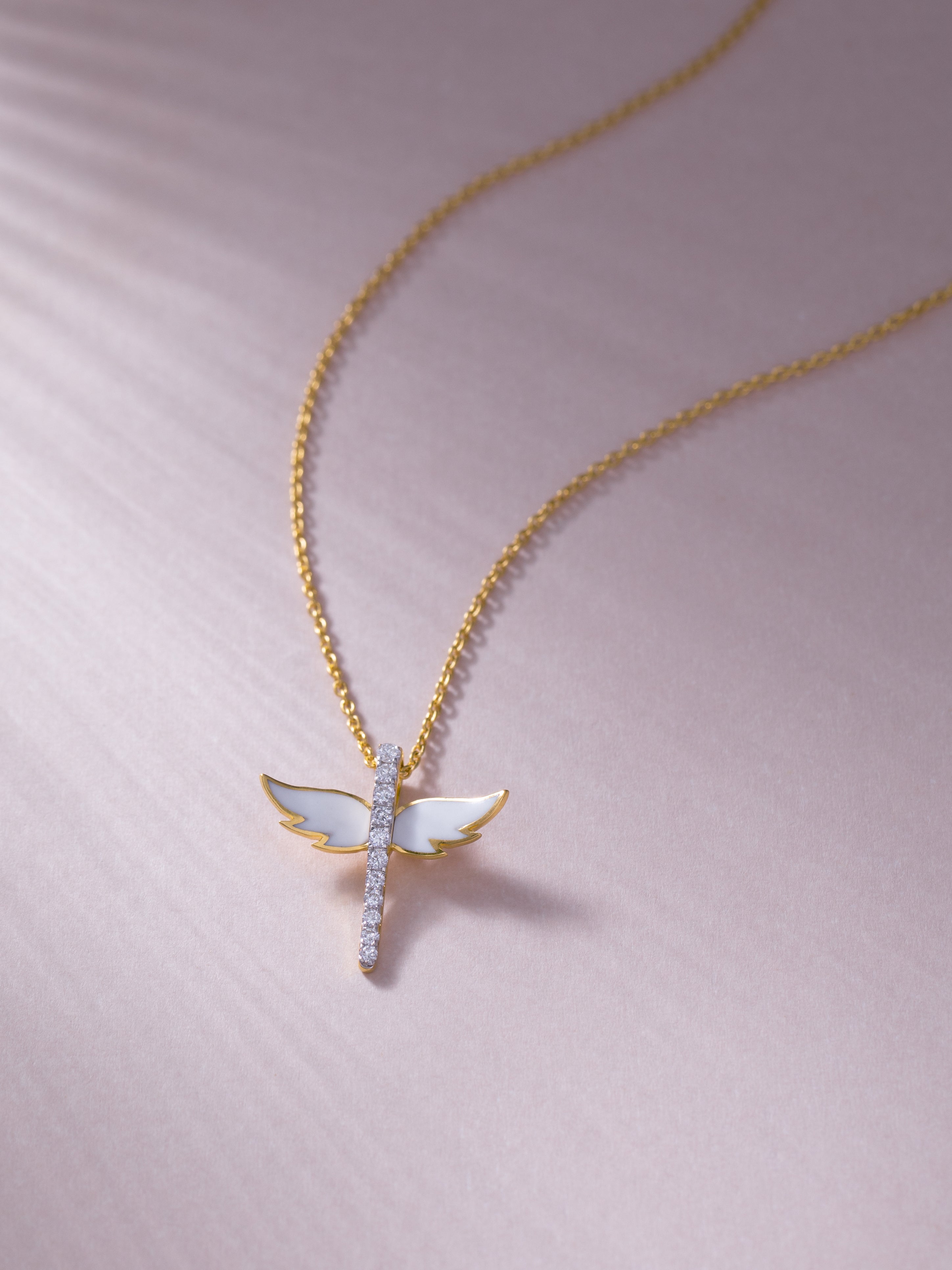 Angelic Diamond Necklace, 14K Gold Vermeil, 1/6 ct Lab Grown Diamond-5