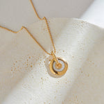 Round Bold Gold Diamond Necklace, 14K Gold Vermeil, 1/5 ct Lab Grown Diamond-1