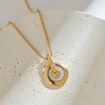 Round Bold Gold Diamond Necklace, 14K Gold Vermeil, 1/5 ct Lab Grown Diamond-6