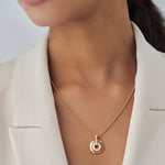 Round Bold Gold Diamond Necklace, 14K Gold Vermeil, 1/5 ct Lab Grown Diamond-4