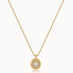 Round Bold Gold Diamond Necklace, 14K Gold Vermeil, 1/5 ct Lab Grown Diamond-3