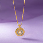 Round Bold Gold Diamond Necklace, 14K Solid Gold, 1/5 ct Lab Grown Diamond-5